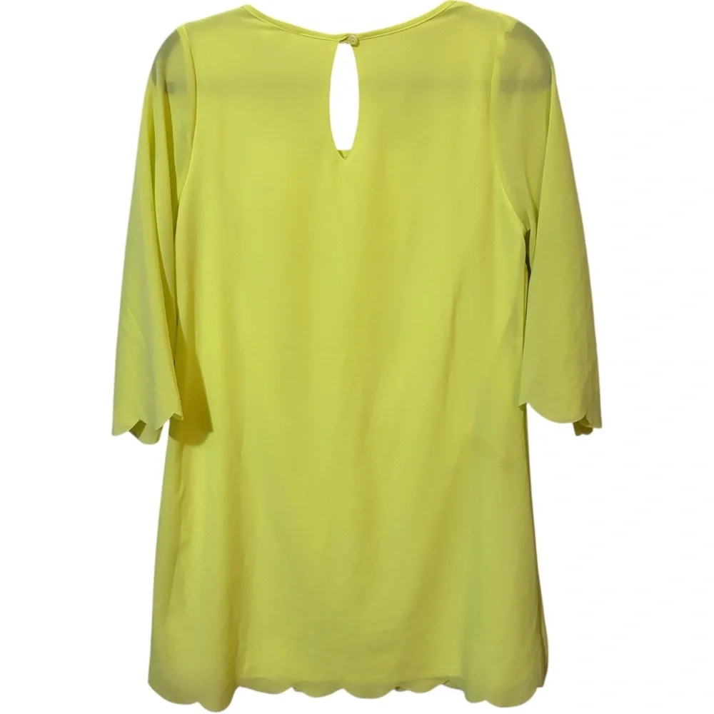 J&M Clothing Scalloped Hem Shift‎ Dress Medium Preppy Yellow Sunshine
